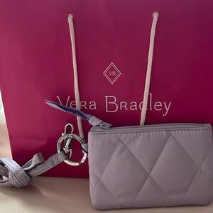 BNIB “lavender pearl” Vera Bradley ultralight zip ID & lanyard